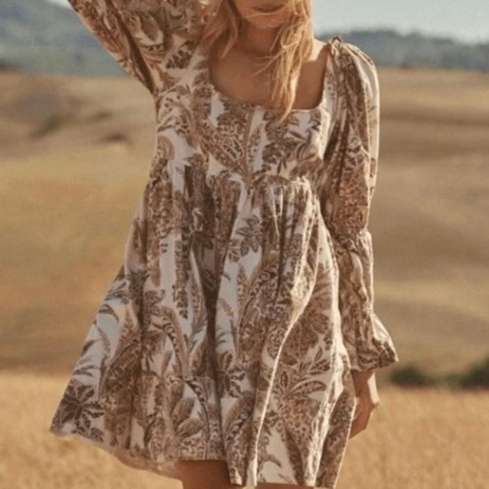 Anthropologie Pilcro Corduroy Babydoll Dress Size XS Boho Coquette Forest Fairy